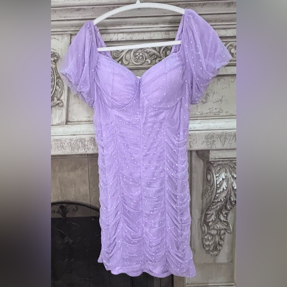 Allison & Kelly Light Purple & White Polka Dot Semi-Formal Dress Size XL - Picture 1 of 8